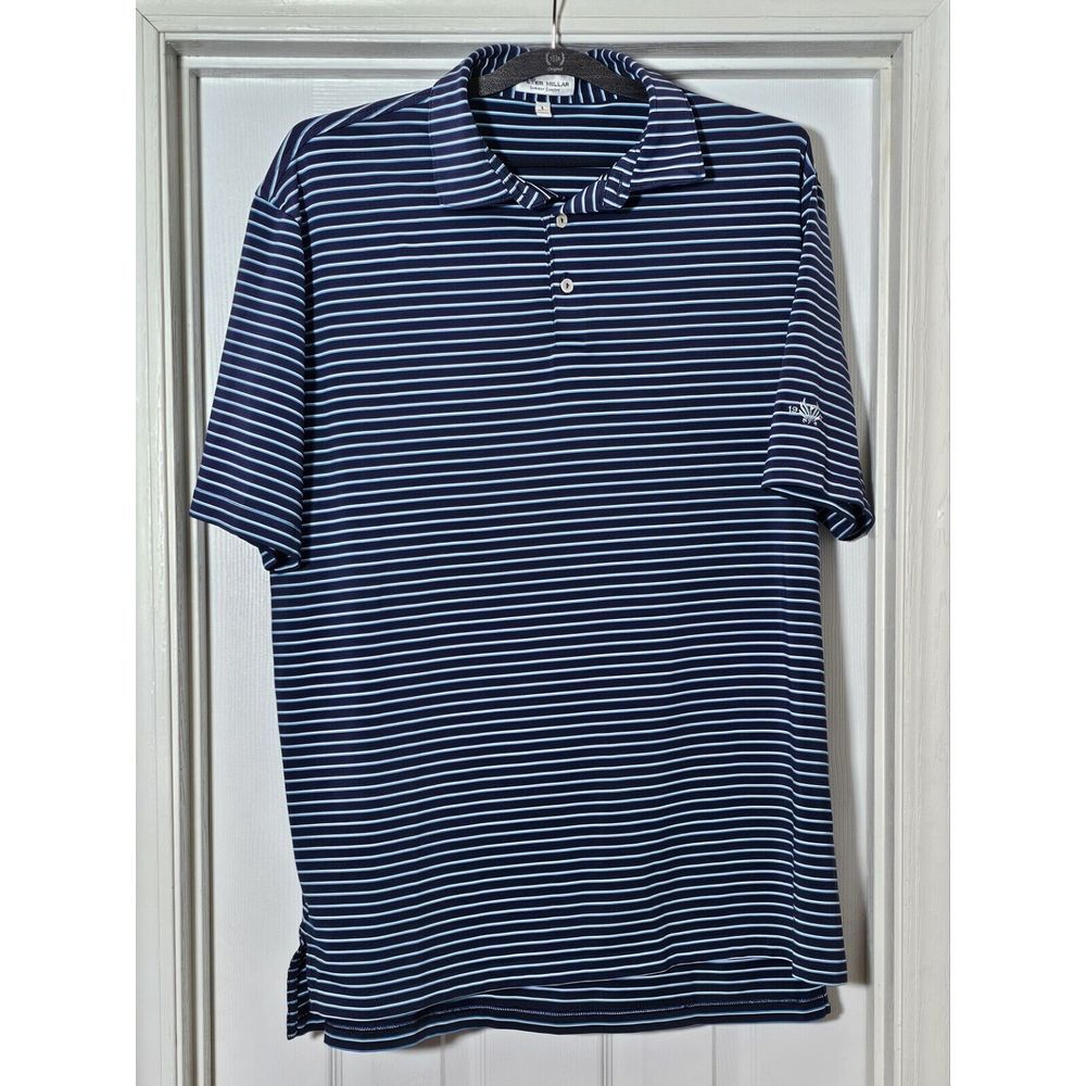 Peter Millar Summer Comfort Striped Polo Shirt Men's Size Large Black